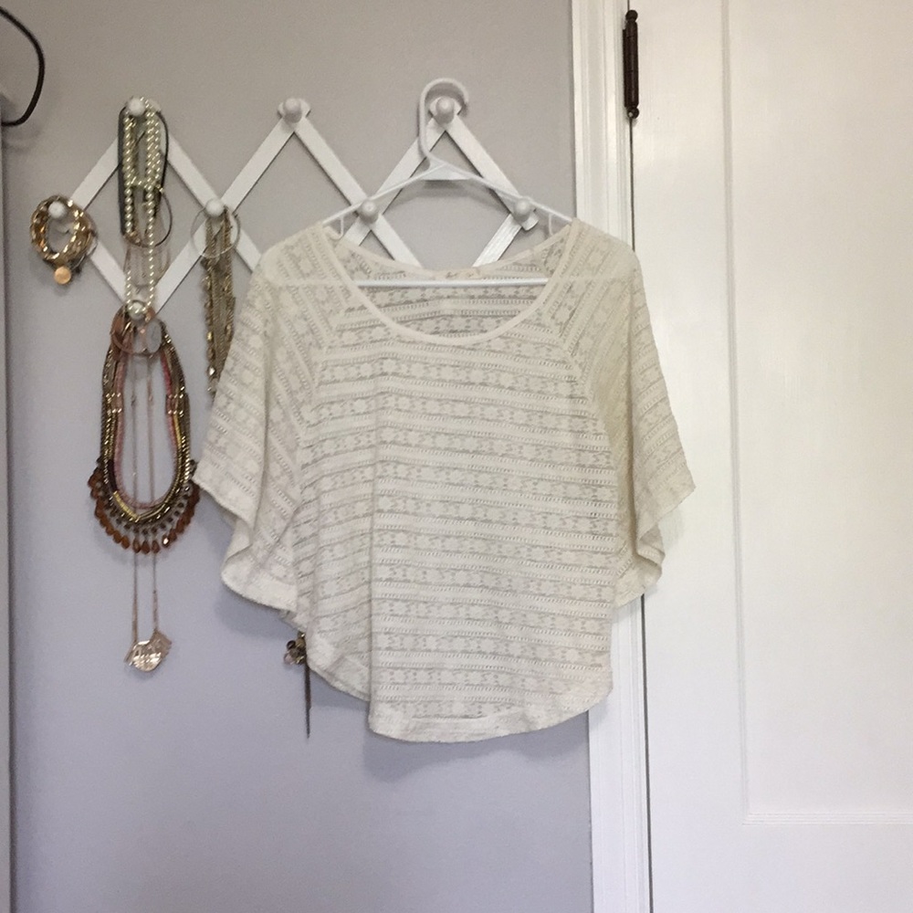 Lace top - white lace top - Small